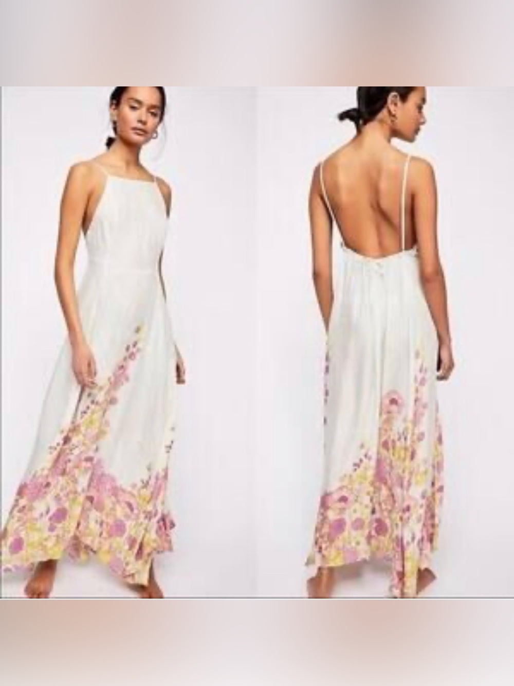 Free People Intimately Embrace It Floral Maxi Dress Mint Green Sz XS Low Back